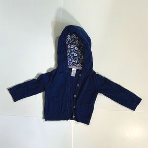 Carter's 9m Cotton Navy Baby Cardigan with Floral Lining